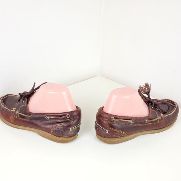 TIMBERLAND Amherst Boat Shoes Leather Flat Brown Classic 2 eye Men Size 8 - Picture 7 of 14